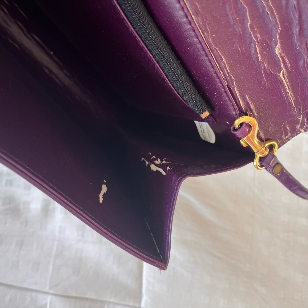 Vintage 80s Genuine Leather Snakeskin Crossbody Clutch Bag OS Purple Multi - Picture 15 of 16